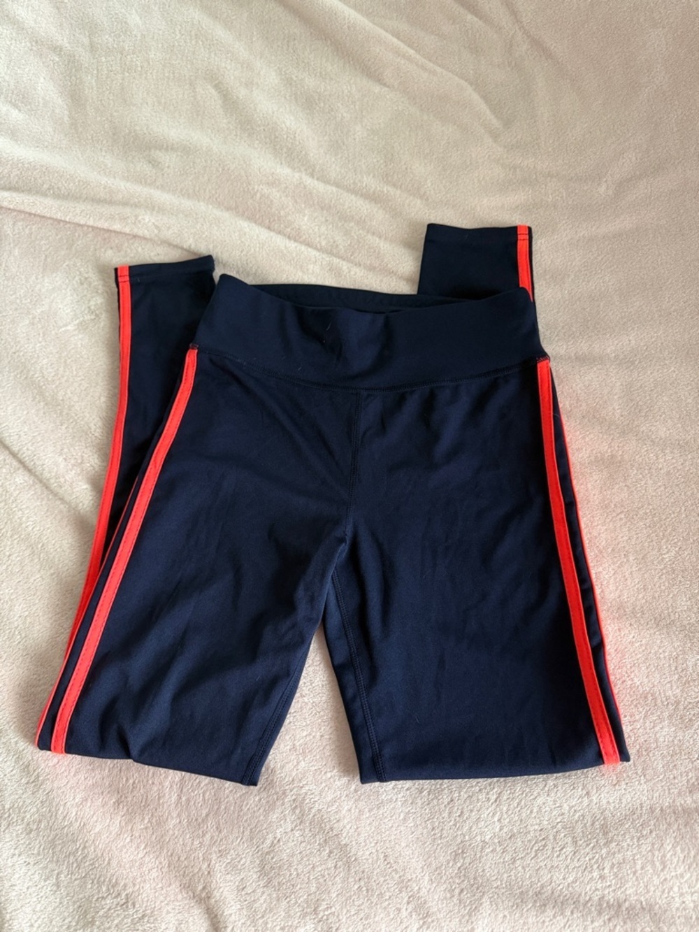 Women's Navy Leggings with orange side stripes